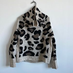 Leopard Print Turtleneck Sweater